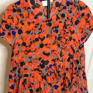 HD in Paris Orange and Blue Polka Dot Blouse